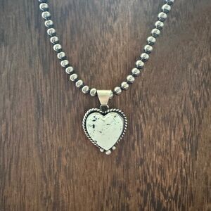 White Buffalo Navajo Handmade Heart Pendant